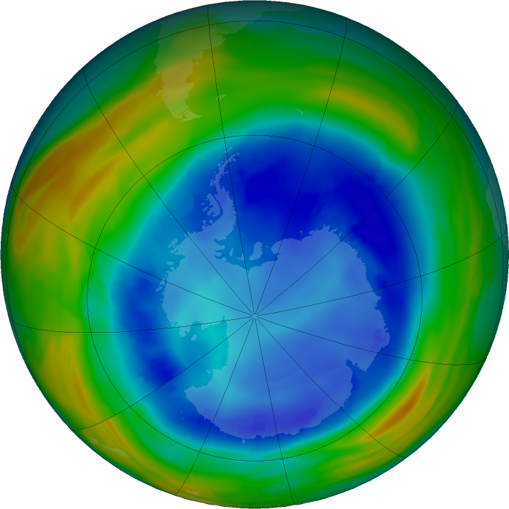 Antarctic ozone map for 18 August 2023